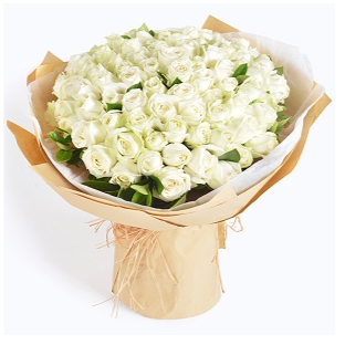 100 White Rose Bouquet