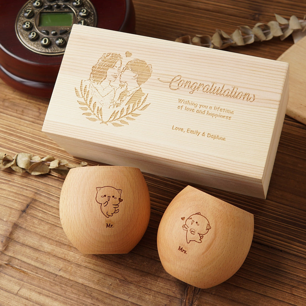 Personalized Wooden Couple Cup Set (6-8 working days)