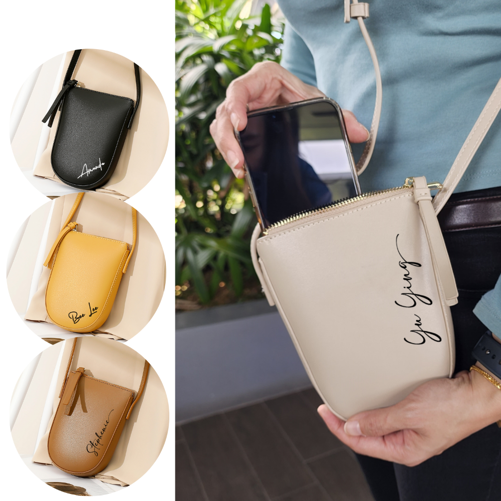 Personalised Mini Crossbody Sling Phone Wallet | Leather Shoulder Wallet