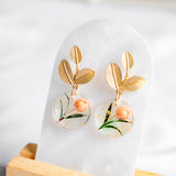 Florivine Pink Flower Handmade Gold Earring (Nationwide Delivery)