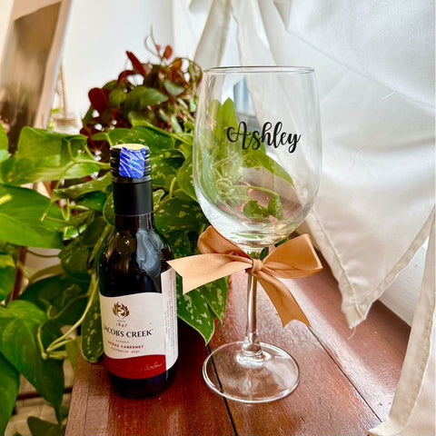 Personalised Wine Glass with Beryl Tiramisu Chocolate and Nextar Brownies (Islandwide Delivery) - Father's Day Flowers & Gifts 2026