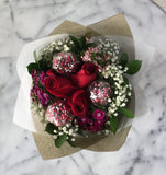 Chocolate Brownies & Cake Pops with Flowers Bouquet Gift Set
