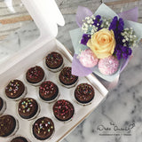 Cupcakes & Cake Pops with Flowers Bouquet Gift Set