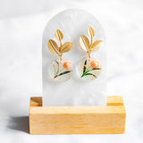 Florivine Pink Flower Handmade Gold Earring (Nationwide Delivery)