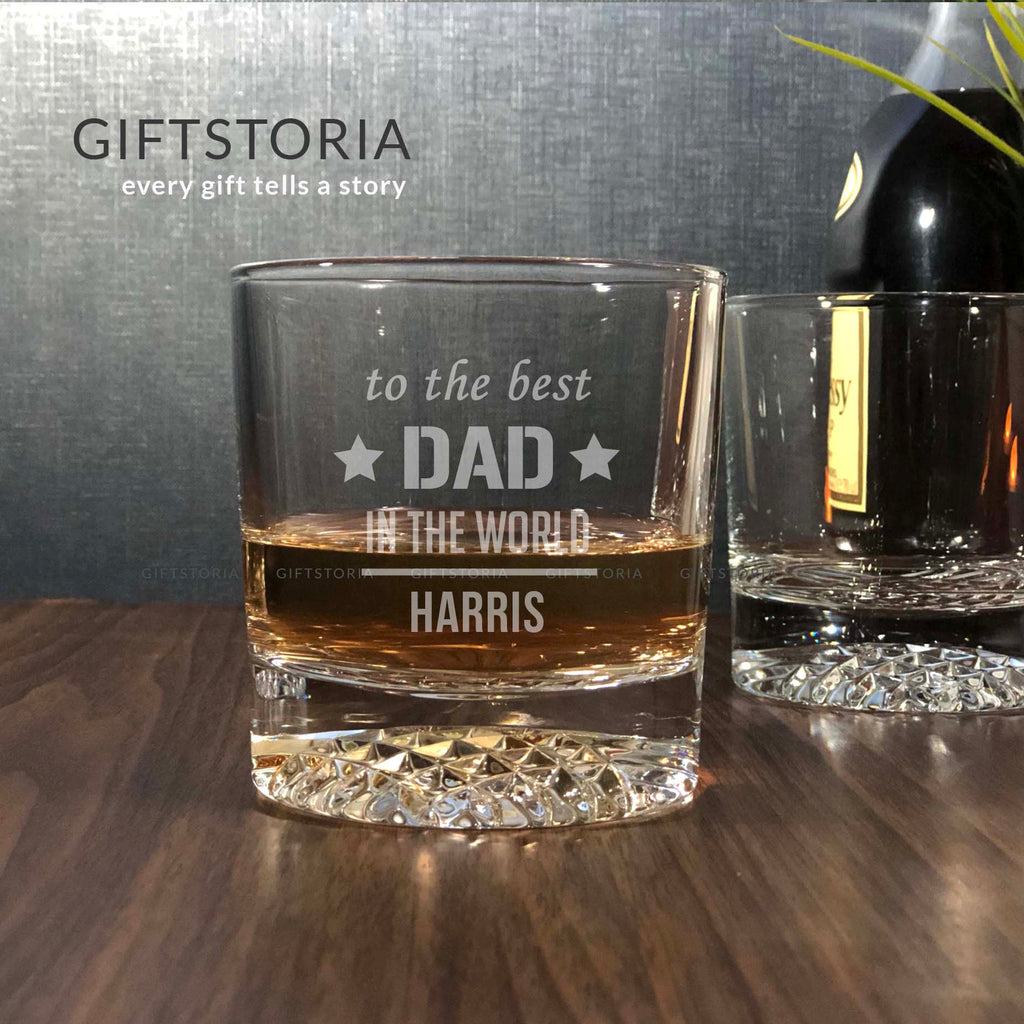 Personalized Best Dad Crystal Rock Glass