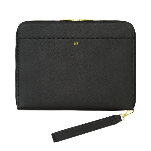 Personalized Large Saffiano Pouch - Black