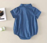 Baby Denim Romper with Name Embroidery