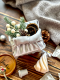 Snowy Shine | Christmas Gift Set 2025 Silver Theme Customizable Wooden Coaster, Candle, Biscuit, Teaspoon, Coffee (Islandwide Delivery)