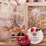 Eternal Toast - Engraved Champagne Glass & Figurine in Wedding Keepsake Box