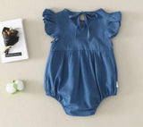 Baby Denim Romper with Name Embroidery