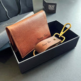 For Him Leather Gift Set A - Stylish Keychain + Bi-Fold Card Wallet - Father's Day Flowers & Gifts 2026