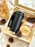Rosy Winter Treasures | Christmas Gift Set Customizable Wooden Box, Thermos, Chocolate, Notebook & Coaster (Islandwide Delivery)