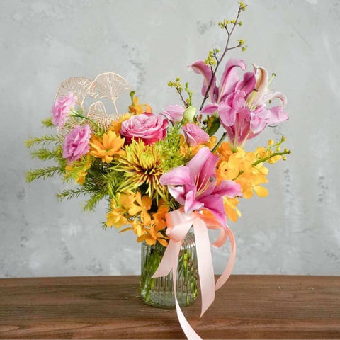 [CNY 2026] Floral Arrangement “Golden Pink Lunar Grace” - CNY Hampers & Gifts 2026