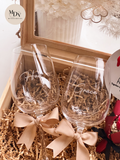 The Cherished Display - Engraved Wine Glass with Figurine Display in Wooden Box (Islandwide Delivery)