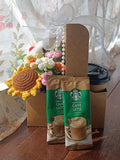 Coffee Carrier with Handmade Crochet Sunflower  (Islandwide Delivery)