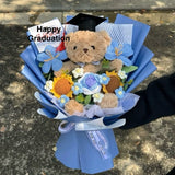 Handmade Mixed Crochet Flower WIth Bear Blue (Islandwide Delivery)