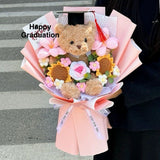 Handmade Mixed Crochet Flower WIth Bear Pink (Islandwide Delivery)