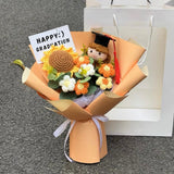 Handmade Crochet Sunflower Flower With Girl Graduation Doll (Islandwide Delivery)