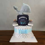 2 Tier Blue Whale Baby Boy Diaper Cake Gift Hamper