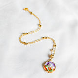 Pastel Reverie Handmade Gold Bracelet Necklace and Earring Set
