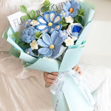 Handmade Crochet Flower Bouquet - Sky Blossom (Islandwide Delivery)