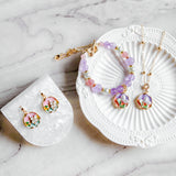 Pastel Reverie Handmade Gold Bracelet Necklace and Earring Set