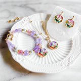 Pastel Reverie Handmade Gold Bracelet Necklace and Earring Set