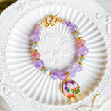 Pastel Reverie Handmade Gold Bracelet Necklace and Earring Set