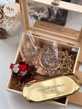 Wedding Blessing Set - Engraved Wine Glass and Tray In Wooden Box