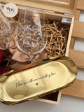 Wedding Blessing Set - Engraved Wine Glass and Tray In Wooden Box