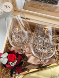 Wedding Blessing Set - Engraved Wine Glass and Tray In Wooden Box