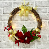 Christmas Wreath - Minimalistic Light-Up - Holly and Gold  - Christmas 2025