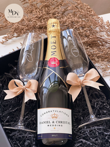 Forever Yours - Personalised Moet and Engraved Champagne Gift Set - Valentine's Day Flowers & Gifts 2026