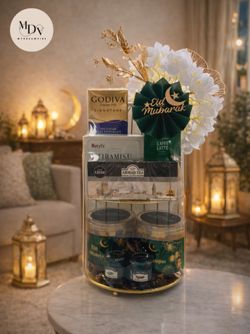 Raya Family Feast Double Gold Tray Stand - Hari Raya Hampers & Gifts 2026