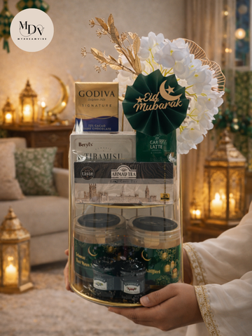 Raya Family Feast Double Gold Tray Stand - Hari Raya Hampers & Gifts 2026