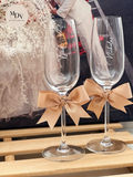 Wedding Champagne Toast Basket - Engraved Champagne Glass with Moet & Gold Tray