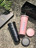 750ml Double Wall Stainless Steel Bubble Tea Tumbler with Straw and Covered Lid