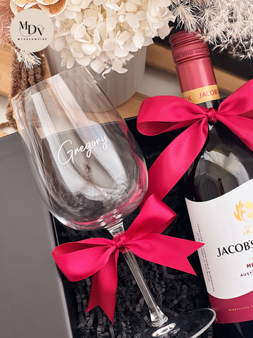The Signature Toast - Engraved Wine Glass with Merlot Wine - Valentine's Day Flowers & Gifts 2026