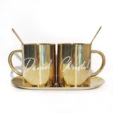 Grand Wedding Hamper - Gold Mugs with Gold Tray in Basket