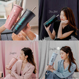 750ml Double Wall Stainless Steel Bubble Tea Tumbler with Straw and Covered Lid