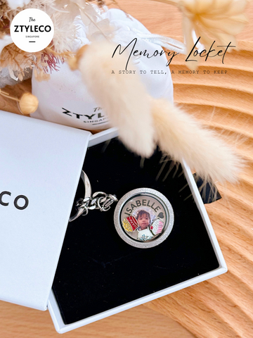 30mm Stardust Photo Memory Locket Keychain / Necklace Set - Father's Day Flowers & Gifts 2026