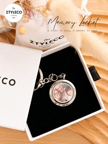30mm Stardust Photo Memory Locket Keychain / Necklace Set - Father's Day Flowers & Gifts 2026