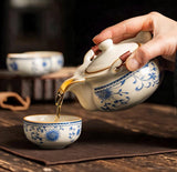 Sipping Serenity Tea Set (Dark Green & Orange)