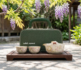 Sipping Serenity Tea Set (Dark Green & Orange)