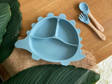 Steggy Dinosaur Plate & Cutlery Set - Baby Blue (Self Pick Up) - Customised Add Ons