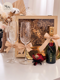 The Champagne Moment - Engraved Champagne glass in Wooden Box (Option to Add Gold Tray / Champagne)