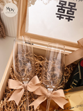 The Champagne Moment - Engraved Champagne glass in Wooden Box (Option to Add Gold Tray / Champagne)