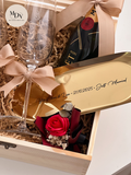 The Champagne Moment - Engraved Champagne glass in Wooden Box (Option to Add Gold Tray / Champagne)