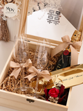 The Champagne Moment - Engraved Champagne glass in Wooden Box (Option to Add Gold Tray / Champagne)