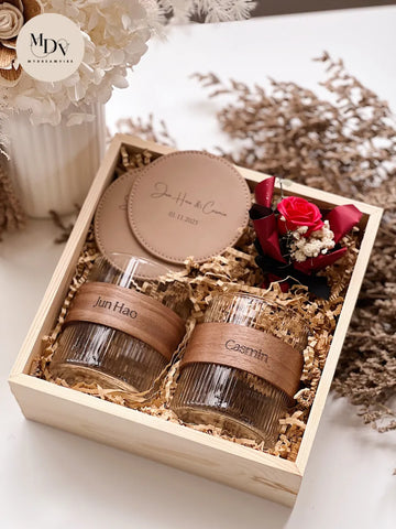 The Eternal Pair - Engraved Drinking Glass with Coaster